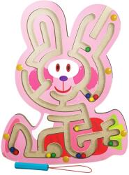Flippy Joc Montessori cu Bile, Flippy, Creion Magnetic, Tip Labirint, din Lemn, Model Iepuras, 19.5x15.5 cm, Roz (126536)