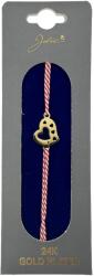 Jolie Bratara Placata cu Aur 24k, Jolie, Model INIMA, Martisor Bratara, cu Snur Alb/Rosu, Auriu (165474)