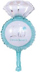 Flippy Balon din Folie Metalizata, Flippy, Mini Figurine Nunta, Model Inel de Logodna, Tematica Cerere in Casatorie, 46x23 cm, Ambalaj Individual, Pai Inclus, Umflare cu Aer sau Heliu, Albastru (127426)