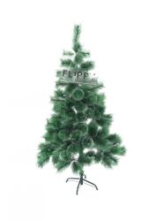 Flippy Brad artificial de Craciun tip pin inzapezit, inaltime 150 cm, diametru 85 cm, 160 ramuri cu ace 3D 12 cm, Flippy, verde cu varfuri ninse, suport metalic inclus (111180)
