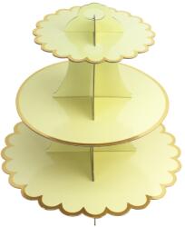 Flippy Etajera pentru Prajituri, Flippy, din Carton, 3 Nivele, 16/22/29 cm Diametru, Inaltime 38 cm, Galben (162128)