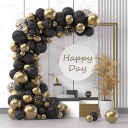 Flippy Baloane decorative pentru Nunta, Zi de Nastere, Evenimente, Flippy, Arcada Set din 107 baloane, din latex, baloane cu confetii, Negru Auriu (130088)