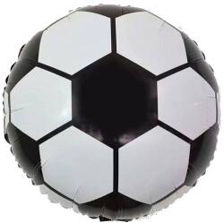 Flippy Balon din Folie Metalizata, Flippy, Figurina Cerc, Model Minge de Fotbal, Tematica Sport, 45 cm, Ambalaj Individual, Pai Inclus, Umflare cu Aer sau Heliu, Alb-Negru (130788)