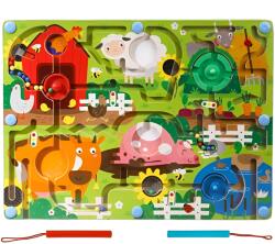 Flippy Joc Montessori de Sortare Culori, Flippy, Creion Magnetic, Tip Labirint Ilustrat, din Lemn, Model Ferma, 39x29x1.5 cm (126524)