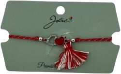 Jolie Martisor Bratara Ciucure, Jolie, Snur Rosu Reglabil, Model Doua Inimi, Argintiu-Rosu (165210)