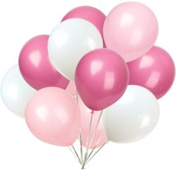 Flippy Set 10 Baloane din Latex Metalizate, Flippy, Model Party, 23 cm, Alb si Roz, 2.2 g (130962)