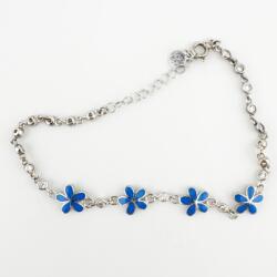 Jolie Bratara pentru Dama Copii, Jolie, Argint 925, Model Floare, cu Email si Zirconiu, 22 cm/4.4g, Argintiu/Albastru (166528)