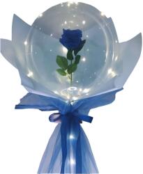 Flippy Set Trandafir in Balon LED cu Lumini, Flippy, Tip Buchet, Diametru 35 cm, Albastru (132965)