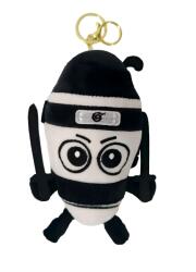 Flippy Jucarie Moale de Plus de Tip Breloc, Flippy, Model Italian Brainrot Ninja Spadellini Silenzioso, 16 x 10 cm, Negru Alb (162219)