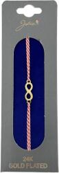 Jolie Bratara Placata cu Aur 24k, Jolie, Model INFINIT, Martisor Bratara, cu Snur Alb/Rosu, Auriu (165485)