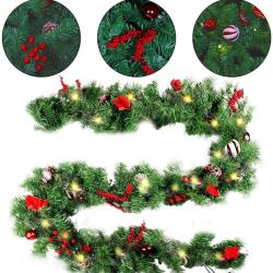 Flippy Ghirlanda de Craciun, Flippy, din Brad Artificial cu Decoratiuni, cu Baterii, 30 LED-uri, 180 cm, Verde (161461)