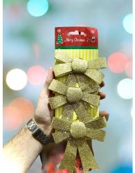 Flippy Set 3 Fundite Decorative pentru Brad de Craciun, Flippy, cu Sclipici, din Poliester, Decoratiuni Festive, 10 x 11 cm, Auriu (103914)