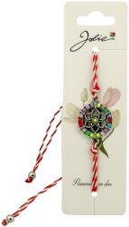 Jolie Martisor Bratara Snur Alb-Rosu, Jolie, Pandantiv Metalic, Model Floare Colorata (134897)