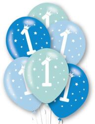 Flippy Baloane de Decor, Flippy, Set 10 Baloane de Decor pentru Aniversare 1 An, Model pentru Baieti, din Latex 25 cm, Albastru/Verde (162110)