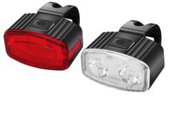 Flippy Set far si stop spate LED bicicleta, Flippy, incarcare USB, rezistent la apa, 4 moduri de luminare, Plastic, Alb/Rosu, 10x6x4 cm (125130)