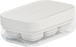 Flippy Forma pentru gheata cu presa Flippy, din silicon alimentar, 6 cuburi, caserola pentru depozitare, usor de folosit si curatat, 10.5 x 7.5 x 4.1 cm, alb (125155)