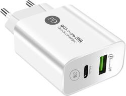 Flippy Incarcator Rapid PD QC3.0, Flippy, 2 Porturi, USB + Type C, 20W, Incarcare Rapida, Protectie Supraincalzire, 9.5 x 5.3 x 5.8 cm, Alb (161520)