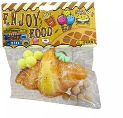 Flippy Jucarie Antistres Squishy, Flippy, cu Revenire Lenta, Squeeze Pinch Family, Model Croissant, 10x8 cm, 90g, Ambalaj Transparent, Maro (135951)