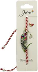 Jolie Martisor Bratara Snur Alb-Rosu, Jolie, Pandantiv Metalic, Model Inima Love (134899)