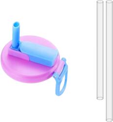 Flippy Capac Anti Varsare pentru Doze, Flippy, Model cu Pai Transparent, Reutilizabil, din Plastic, cu Maner Transportabil, 5.4 cm, Roz (165277)