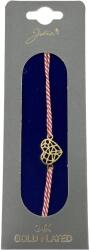 Jolie Bratara Placata cu Aur 24k, Jolie, Model INIMA aspect Crapaturi, Martisor Bratara, cu Snur Alb/Rosu, Auriu (165475)