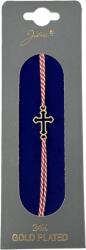 Jolie Bratara Placata cu Aur 24k, Jolie, Model CRUCE, Martisor Bratara, cu Snur Alb/Rosu, Auriu (165479)
