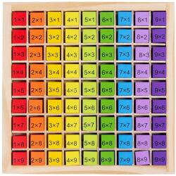 Flippy Joc Montessori din Lemn, Flippy, Tabla Inmultirii, Blocuri, Tabel de Multiplicare pana la 9x9, Multicolor, 18x18x1.5 cm (128958)