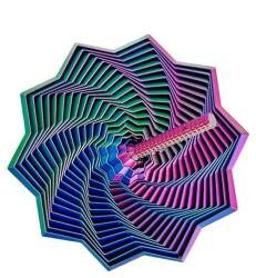 Flippy Jucarie Decompresie, Flippy, Model Stea 3D, DuoChrome, Maner Spirala, Turn Magic Geometric, Multiple Forme, Anti-stress, 17 cm, Albastru Rosu Verde (164009)