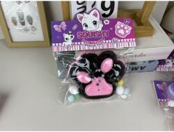 Flippy Jucarie Antistres Squishy, Flippy, cu Revenire Lenta, Model Labuta de Pisica, cu Stelute, 12 cm, 220g, Pinch Family, Ambalaj Transparent, Roz Negru (136027)