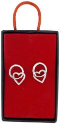 Jolie Silver Cercei din Argint 925, Jolie Silver, pentru Dama, Model Model Cerc Cu Inimioara si Pietre, 2.5 g, Design Elegant si Romantic, Argintiu (125999)