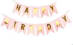 Flippy Banner Happy Birthday 100x200 cm, Flippy, Dimensiune Stegulet 11.5x16.5 cm, Rola de Ata Inclusa, Roz (130539)