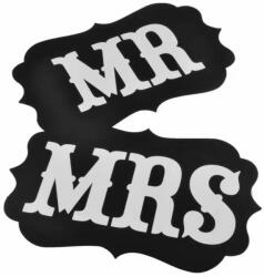 Flippy Set 2 Bannere, Flippy, cu Agatatoare, Tematica Nunta, Pancarde Model Mr si Mrs, Negru (130529)