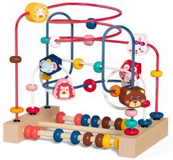 Flippy Jucarie din Lemn Montessori, Flippy, Labirint Motricitate cu Abac si Animalute, Rollercoaster pentru Copii, Educativ, Dezvoltarea Abilitatilor Motorii, Numaratoare, 22.5x22.5x15 cm, Multicolor (132988
