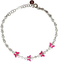 Jolie Bratara pentru Copii, Jolie, Argint 925, Model Fluture, cu Email si Zirconiu, 22 cm/4.4g Argintiu/Rosu aprins (166997)