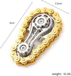 Flippy Jucarie Fidget Spinner Premium Anti Stres, Flippy, Giroscop din Aliaj, Jucarie din Metal de decompresie, forma Lant de Angrenaj de Bicicleta, 6 x 3.5 cm, Auriu (160965)