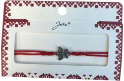 Jolie Martisor tip Bratara cu Pandantiv Metalic, Jolie, cu Snur Textil Rosu Impletit, Model Fluture, Dimensiune Reglabila, Ambalata Individual (165737)