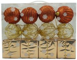 Flippy Set de 12 ornamente de brad, Flippy, de tip Glob, Cupru/ Auriu, din polistiren, cu finisaj sclipitor , cutie 6 cm adancime x 23 cm lungime x 18 cm inaltime (105392)