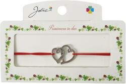 Jolie Martisor Bratara cu 2 Noduri Elastica, Jolie, Snur Rosu, Model Doua Inimi (135178)