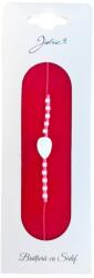 Jolie Martisor Bratara cu Sidef, Jolie, Model Frunza, cu Snur Rosu, Margele Alb/Rosu, Ambalaj de Carton (165770)