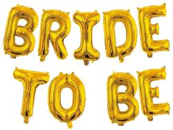 Flippy Set Baloane din Folie Metalizata, Flippy, Model Bride to Be, Litere de 40 cm, Baloane Party, Ambalaj Individual, Pai Inclus, Umflare cu Aer sau Heliu, Auriu (127488)
