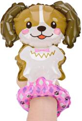 Flippy Balon din Folie Metalizata, Flippy, Figurine Animalute, Tip Bratara, Model Catel, 13 x 35 cm, Ambalaj Individual, Pai Inclus, Umflare cu Aer sau Heliu, Maro (131194)