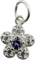 Jolie Silver Pandantiv din Argint 925, Jolie Silver, pentru Dama, Model Floare Cu Pietre de Zirconiu Cubic, 1 x 1 cm, 0.9 g, Argintiu/Mov (125540)
