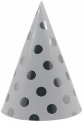 Flippy Set 6 Coifuri Metalizate, Flippy, pentru Petrecere, Tematica Aniversare, Model Buline, 20 cm, Argintiu (130487)