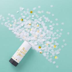 Flippy Tun de Confetti, Flippy, Best Wishes 11 x 4 cm, Model Buline din Hartie si Folie, Alb (137798)