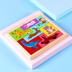 Flippy Puzzle din Lemn Flippy, Tip Tetris, +4 Ani, cu Animale Colorate 3D, 7 Piese, Multicolor (125880)