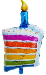 Flippy Balon din Folie Metalizata, Flippy, Model Prajitura cu Lumanare, 84x53 cm, Baloane Party, Ambalaj Individual, Pai Inclus, Umflare cu Aer sau Heliu, Multicolor (127292)