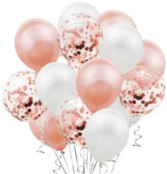 Flippy Set 15 baloane pentru petrecere, Flippy, rose gold/ alb, 30 cm (123047)
