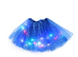 Flippy Fusta LED pentru Copii, Flippy, Tutu de Balet pentru Fetite cu Luminite Multicolore Incorporate, Model Stelute, 30 cm Lungime, Albastru (126475)