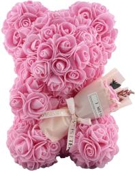 Flippy Ursulet din Flori, Flippy, Ursulet din Trandafiri de spuma, Ursuletul 16 x 16 x 23 cm / Cutia Trasparenta 17 x 17 x 25 cm, Roz (164618)
