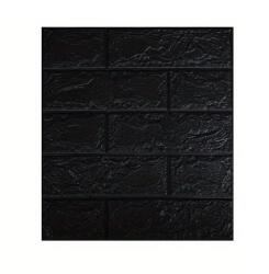 Flippy Set 10 Placi Tapet 3D, Flippy, 35 x 38 cm, Grosime 3 mm, din Polietilena, Model Caramida, Suprafata acoperita 1.33 mp, Negru (128822)